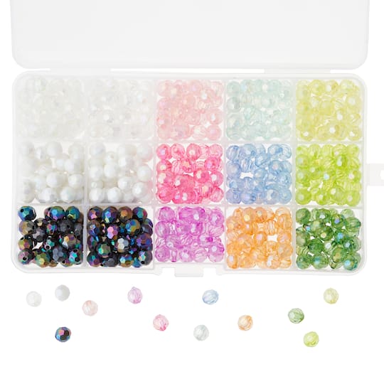 12 Pack: Faceted Aurora Borealis Crafting Beads Box by Bead Landing™